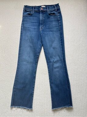 MOTHER The Hustler Ankle Fray Jeans Size 28  Raw Hem Crop Denim